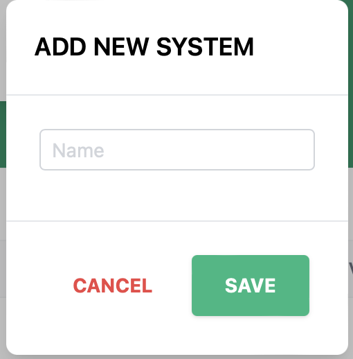 New system dialog